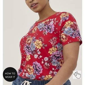 NWT Torrid 3X Red Floral Vintage Tee